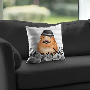 Begin Home Decor C1PT1414LTT90H 14 x 14 in. Guinea Pig Detective Throw Pillow - Fun Pets Bedroom Decor