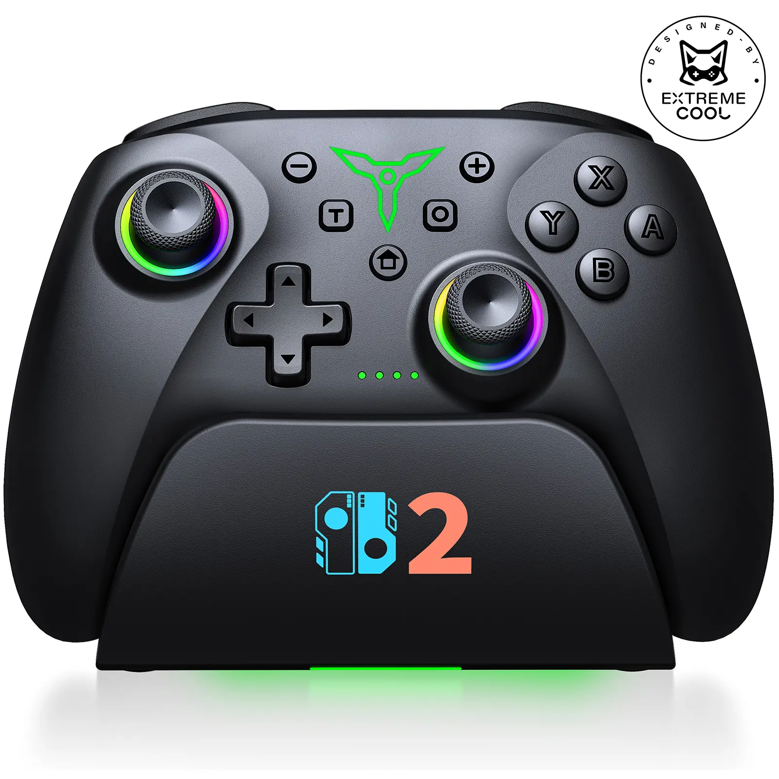 BEBONCOOL Wireless Switch 2 Pro Game Controller with Hall Effect Joysticks, Charging Dock - RGB Lights, Turbo Programmable Paddles, Motion Control, Adjustable Stand for Nintendo Switch 2/OLED/Lite Console Accessories