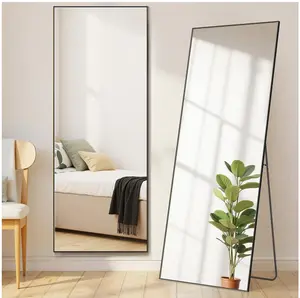 21" x 64" Black Modern Full Length Rectangular Floor Mirror