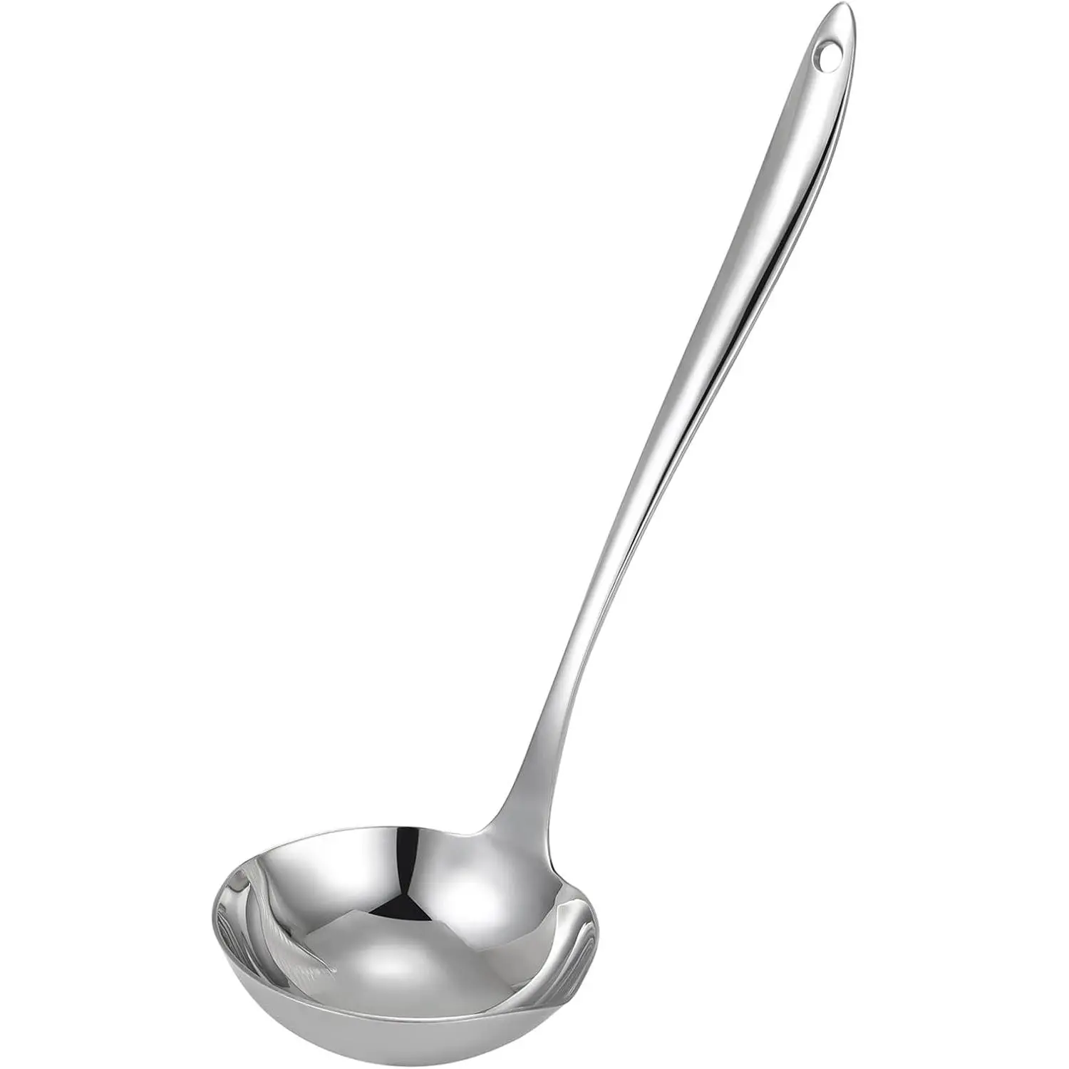 4oz 18/10 Stainless Steel Kitchen Long Handle Spatula Cooking Utensil 11.8inch Handle Heavy Duty Large Soup Spoon Dishwasher Safe (Silver)