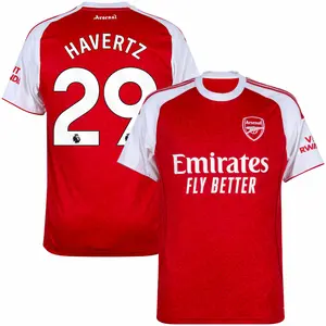 Unisex Soccer/Football Arsenal Team Kai Havertz 29 Champions Language/Premier League 2025/26 Home/Away Replica Jersey