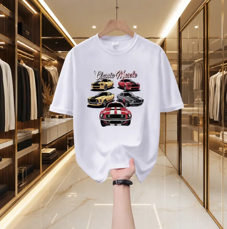 Classic Muscle Cars Graphic T-Shirt, Vintage American Sports Car Print Tee, Retro Automotive Shirt for Car Lovers