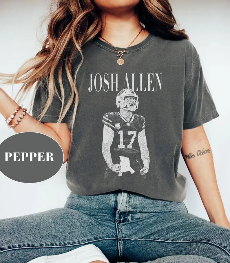 [Comfort Color 1717] Josh Allen Shirt Vintage Josh Allen Rap Tee, Buffalo Football Retro TShirt, Game Day Shirt, Football 90s Shirt