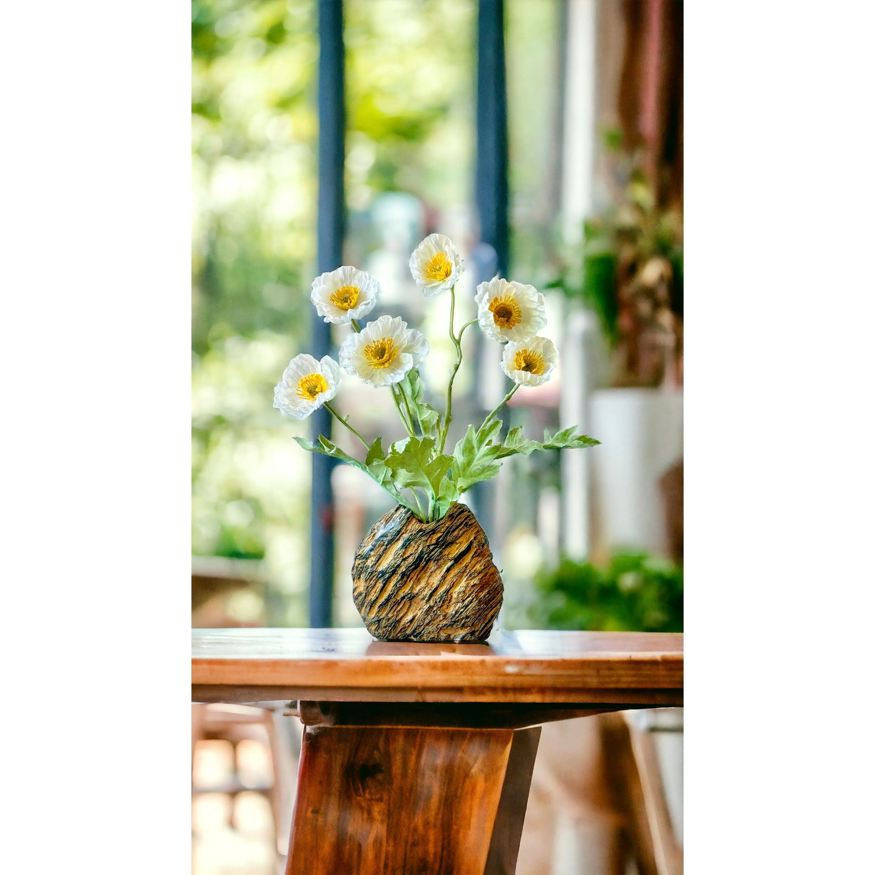 "Crouching Tiger" - Handmade Natural Riverstone Vase