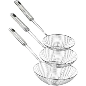 Enhanced Version 3 Sizes Stainless Steel Spider Strainer Skimmer Ladle Set, Kitchen Strainer Spoon for Cooking and Frying Pasta, Food Preparation - 32.5cm 36cm 38cm