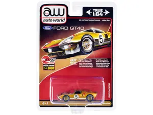 1966 Ford GT40 RHD #5 Gold with Graphics Limited Edition to 3600 pieces Worldwide 1/64 Diecast Model Car by Auto World