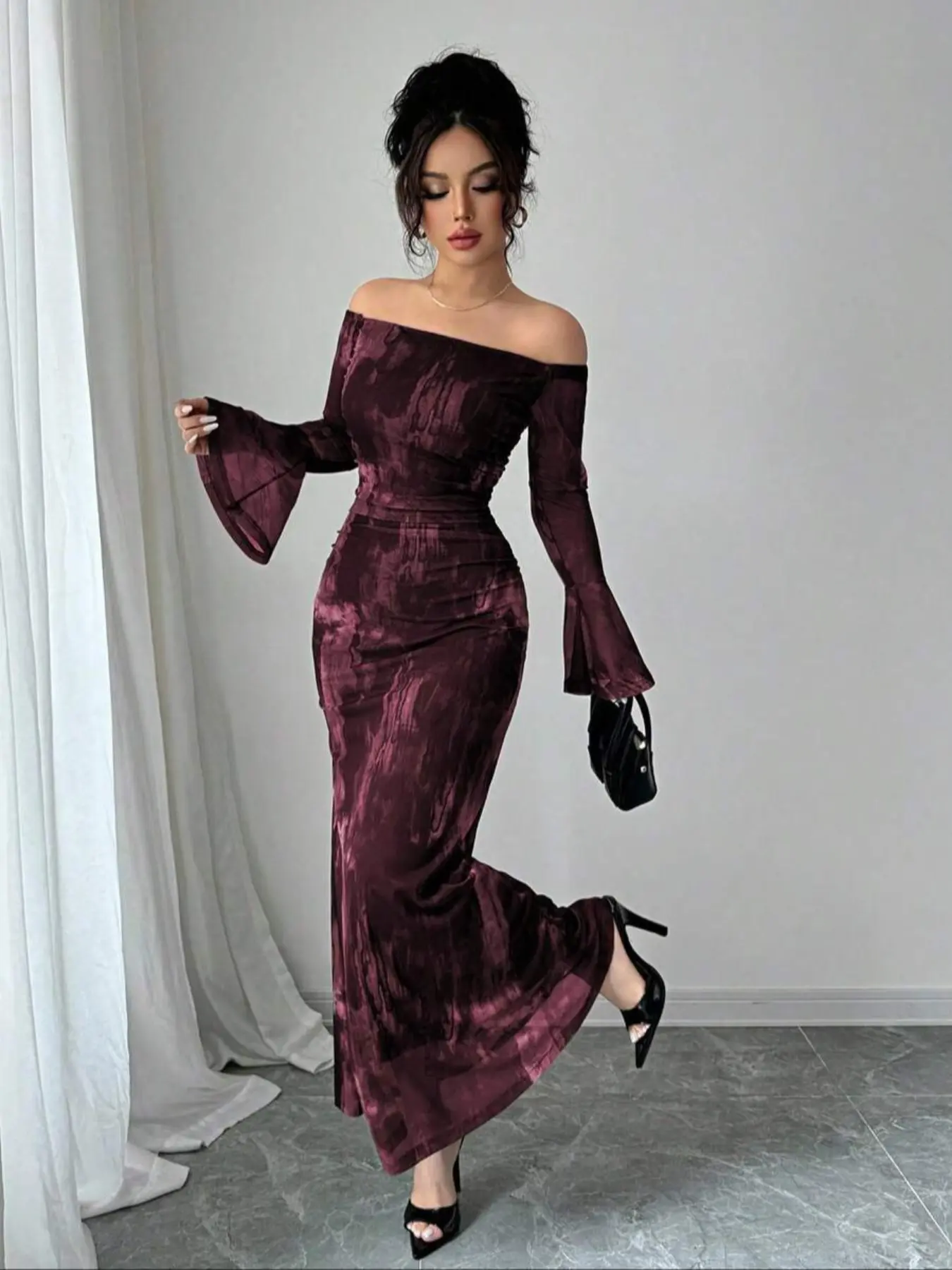 slim fit dress slacks Aimee Off Shoulder Flare Sleeve Loose Dress-FINAL Sale White / Small main image 1