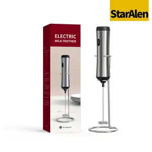 Rechargeable Handheld Milk Steamer Electric Frother with Metal Stand, Stainless Steel Foam Maker for Coffee Matcha Latte Cappuccino Hot Chocolate, Coffee Frother Mixer