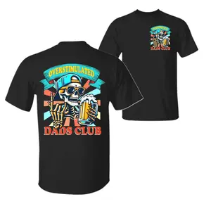 Overstimulated Dads Club T Shirt, Funny Dad Hoodie, Skeleton Beer Graphic, Cool Dad Life T Shirt, Retro Humor Sweatshirt, Fathers Day Gift, Unisex Sweater Pullover Tee