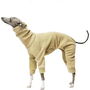 Fleece Dog Pajamas Solid Four-Legged Lightweight Dog Clothes Turtleneck Warm Puppy Sweater for Whippet Italian Greyhound Winter Coat Jumpsuit for Small Medium Large Dogs