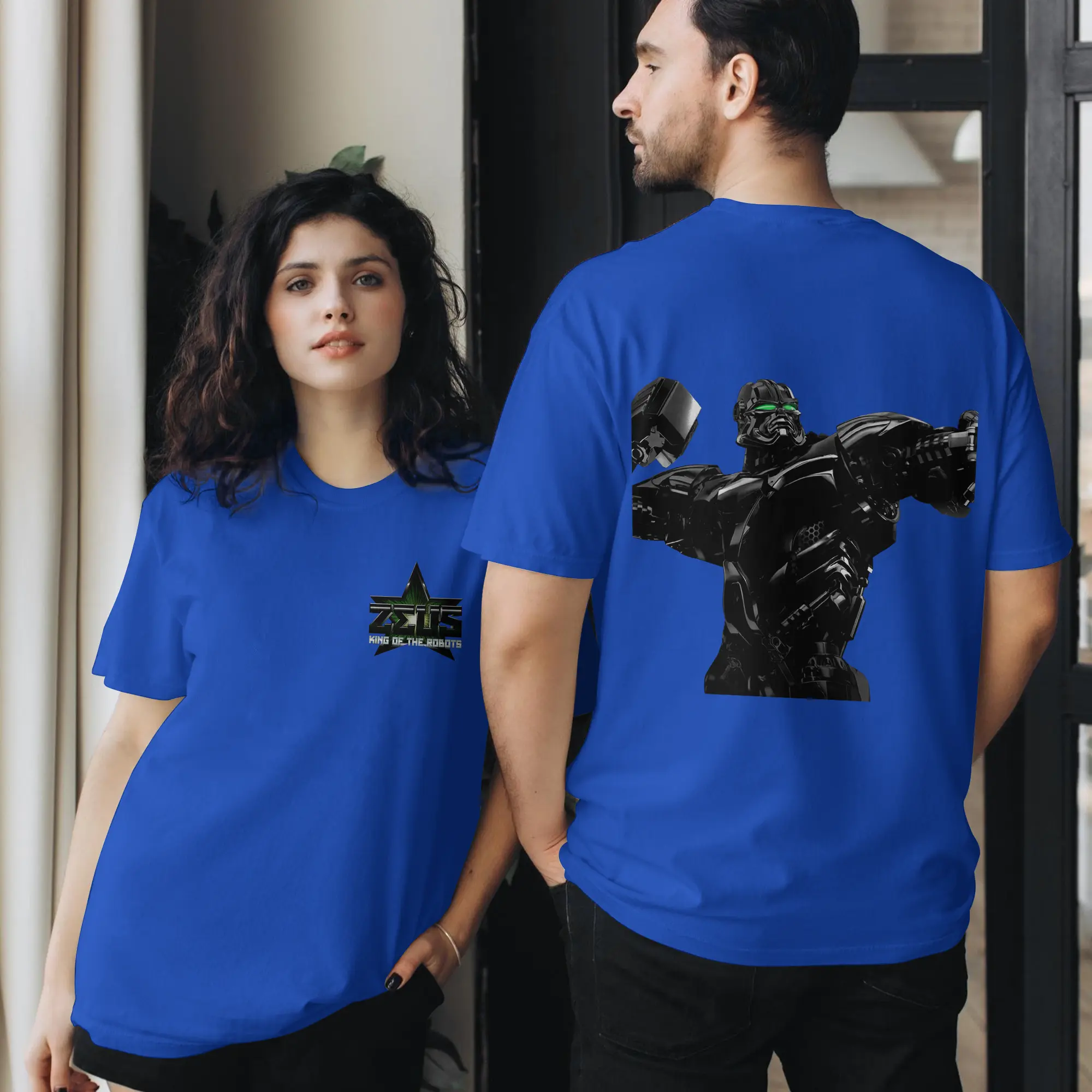 Women's Oversized Graphic Apparel - Real Steel Zeus Print, Short-Sleeve, Simple, Stretch Cotton Seamless Casual T-Shirt for Office, Shortsleeve, Stylish, Classic, Fabric, Straight, Work, Crew Neck, All Seasons, Top, Soft, Graduations, Athletic, O-Neck, Li