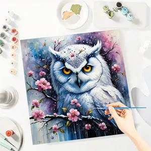 Owl Paint by Numbers for Adult,Paint by Number Kit for Beginners,DIY Acrylic Paint Canvas Painting Kits Art ,Home Wall Decor Gift for Her, 20x20 inch(Without Frame)