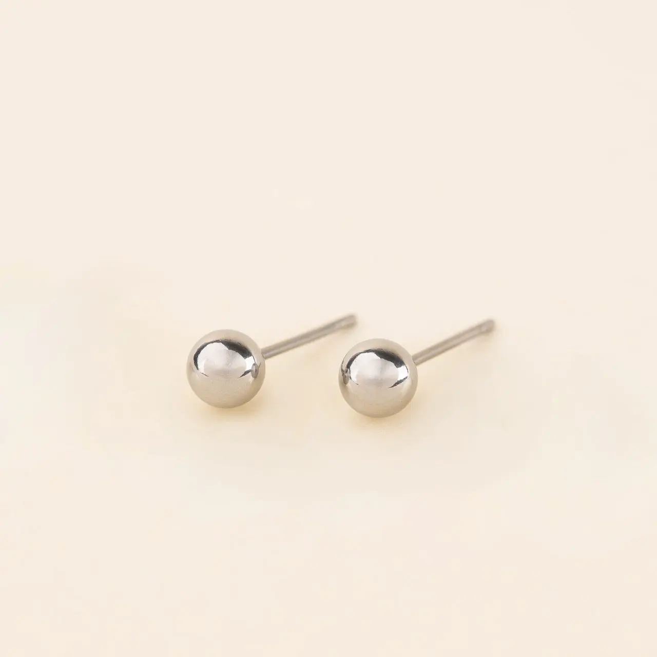 OH CLEMENTINE Ball Stud Earrings, Stainless Steel Yellow Gold Ball-Shaped Earrings, Push Back Costume Jewelry Safe to Shower In