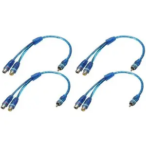 4 Absolute ABC-2F1M BLUE Y-Adapter 2F-1M RCA Interconnect Audio Cable