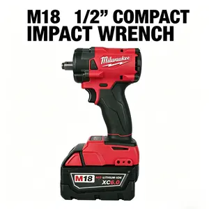 Milwaukee M18 FIW212 cordless 1/2-inch impact wrench is suitable for automotive repair. It features an 18V brushless motor with up to 300 Nm of torqueand an impact frequency of 3500 impacts per minute. Battery and charger are included. impac Kit tool