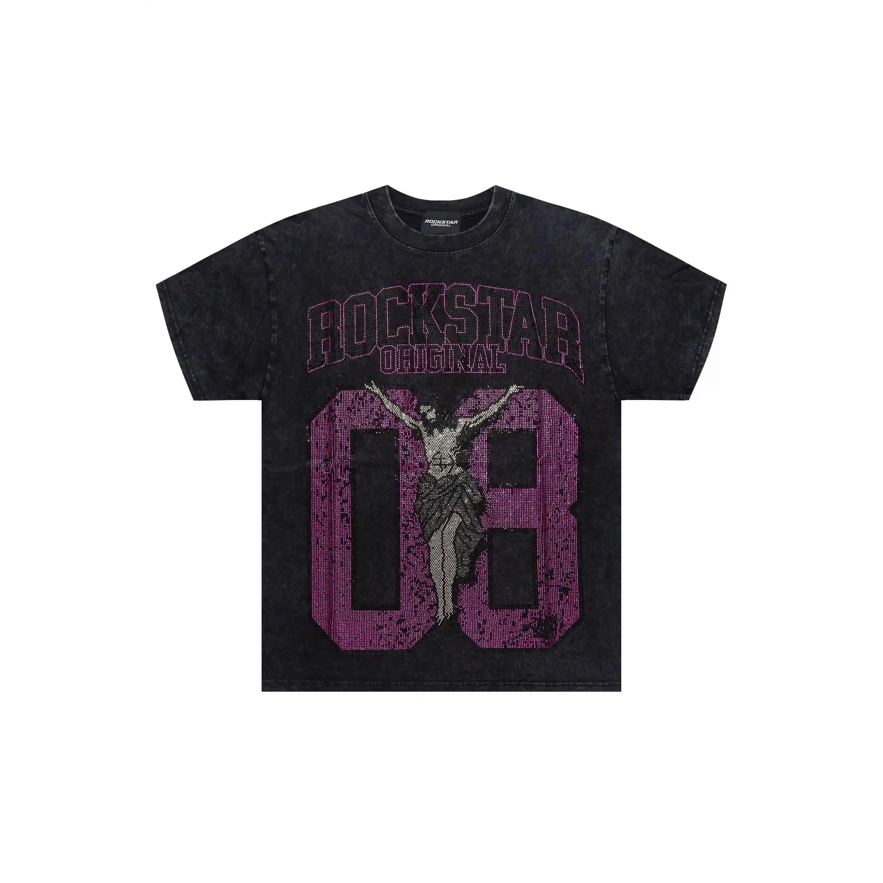 Tariqa Black/Pink Rhinestone Oversized T-Shirt