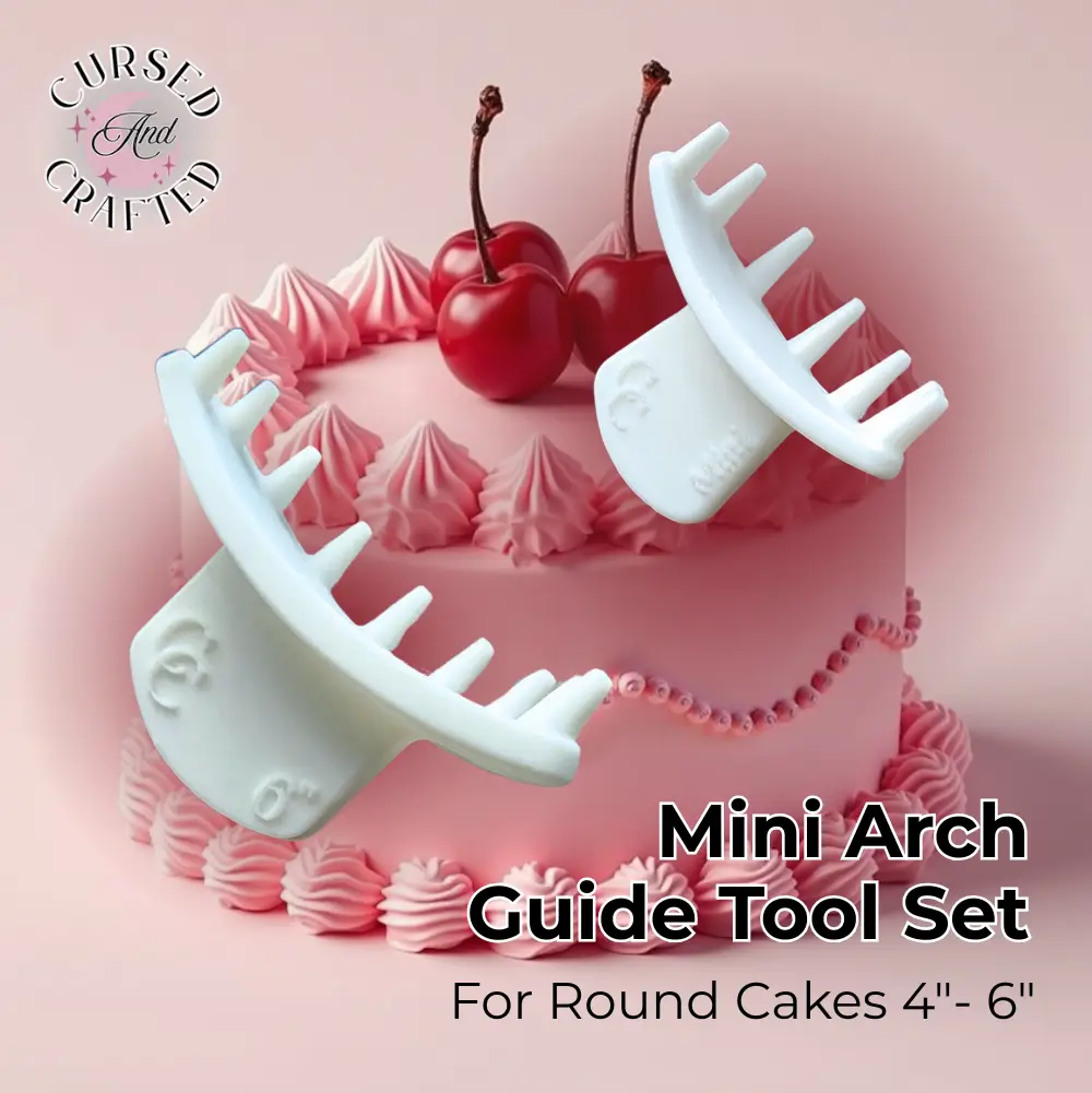 Cursed and Crafted Precision Cake Arch Guide Mini Tool Set of 2 – Evenly Spaces & Aligns Piping Designs on 4" to 6" Round Cakes- FOR VERY SMALL CAKES