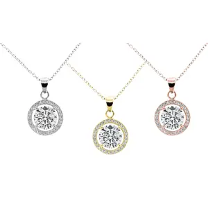 Cate & Chloe Blake 3-in-1 Necklace Jewelry Set – Hypoallergenic 18k Gold Plated Crystal Halo Pendant Necklace – 3 Necklaces with Simulated Diamond Crystals, Each in a Luxury Gift Box – Perfect Stress-Free Gifts