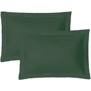 Soft and Breathable  Egyptian Cotton Envelope Pillow Shams, Silk Like and Cozy Decorative Pillow Covers, Set of 2, Dark Green, Standard