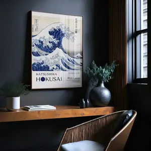 Katsushika Hokusai Poster - The Great Wave Japanese Wall Art Decor Glossy Decoration Print