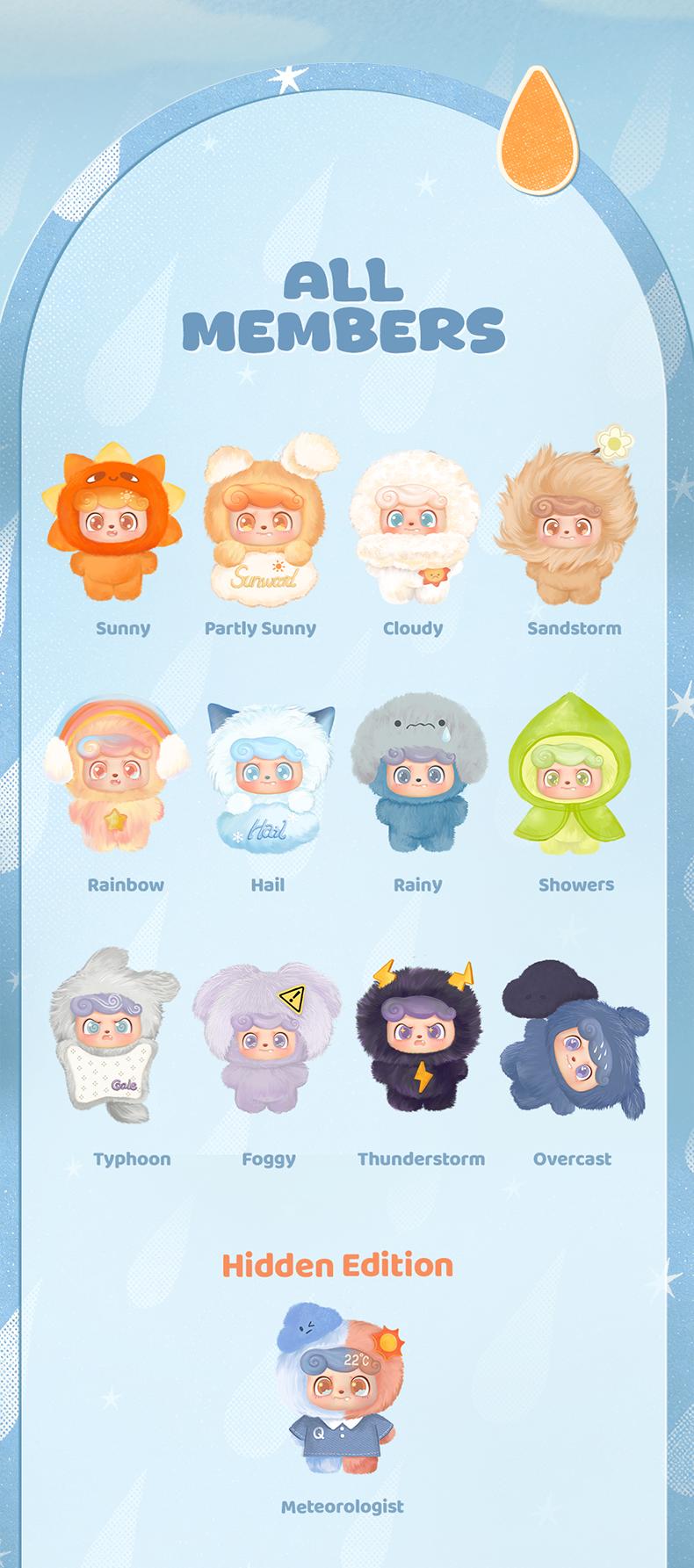 JOTOYS Q.Kid Weather Series MINI Plush Blind Box-Cute Keychain & Bag Charm Collectible Surprise Gift