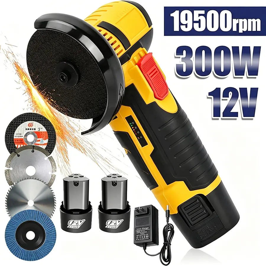 【DealsForYouDays】Cordless Mini Brushless Angle Grinder Kit, 1 Set Multi-purpose Rechargeable Grinding Tool With 2×Lithium Batteries, , Polishing Grinding Machine for Cutting, Diamond Cordless Power Tools, Tools and Gadgets Portable