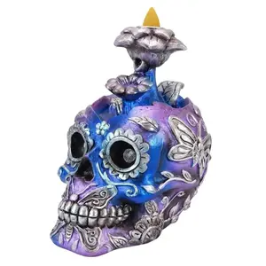 6" Metallic Skull Backflow Incense Burner