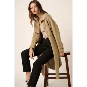 Mittoshop Acid Wash French Terry Longline Shacket