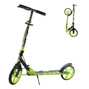 Skideē Kick Scooter for Ages 6+ Kids Teens Adults Max Load 220 LBS Foldable 9-inch PU Wheels with Kickstand 3 Adjustable Levels Black Fun Halloween Scooter for Kids & Teens Stunt Powerful App-Enabled Electric Seat Resistance Hand Grip Exerciser High-Perfo