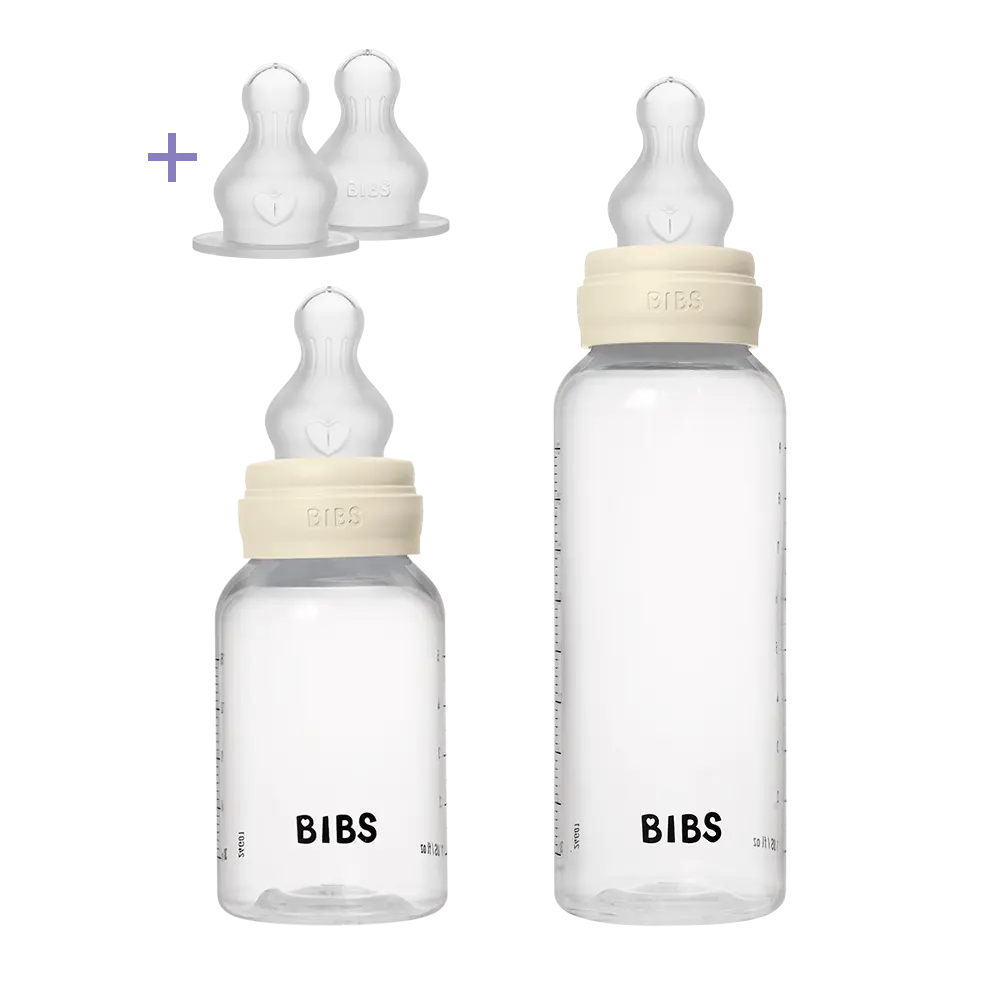 Bibs Baby BPA-Free PP Bottle Grow and Flow Set 5oz/9oz Silicone Ivory Anti Colic for Newborns & Nursery