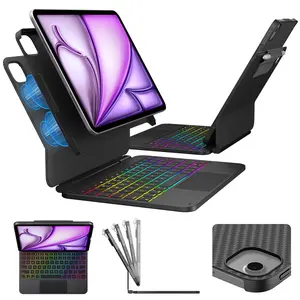 Typecase Edge+ Keyboard Case for iPad Air 11-inch(M4/M3/M2, 2026/2025/2024), iPad Pro 11-inch(4th/3rd/2nd/1st Gen) & iPad Air 10.9-inch 5/4th Gen, Portrait/Raised Modes,Multi-Touch Trackpad, 11-Color Backlight with Detachable Protective Case,Gift