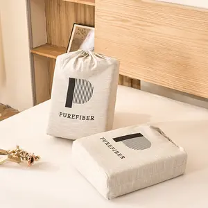 PUREFIBER 100% Linen Bedding 4Pcs Set(1 flat sheet&1 fitted sheet&2 pillowcases) – Breathable Stone Washed Bed Sheets, OEKO-TEX Certified, Soft Natural Flax