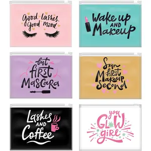 BRAWNA 60 Pack Reusable Makeup Bags with Slider - Gift Pouch - Size 6x8 In travel TSA Approved - Gift for Women