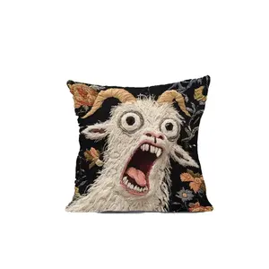 Fun & Cute White Goat Animal Print Pillow Covers 18"x18" Soft Decorative Cushion Cases for Couch & Bedroom Unique Design