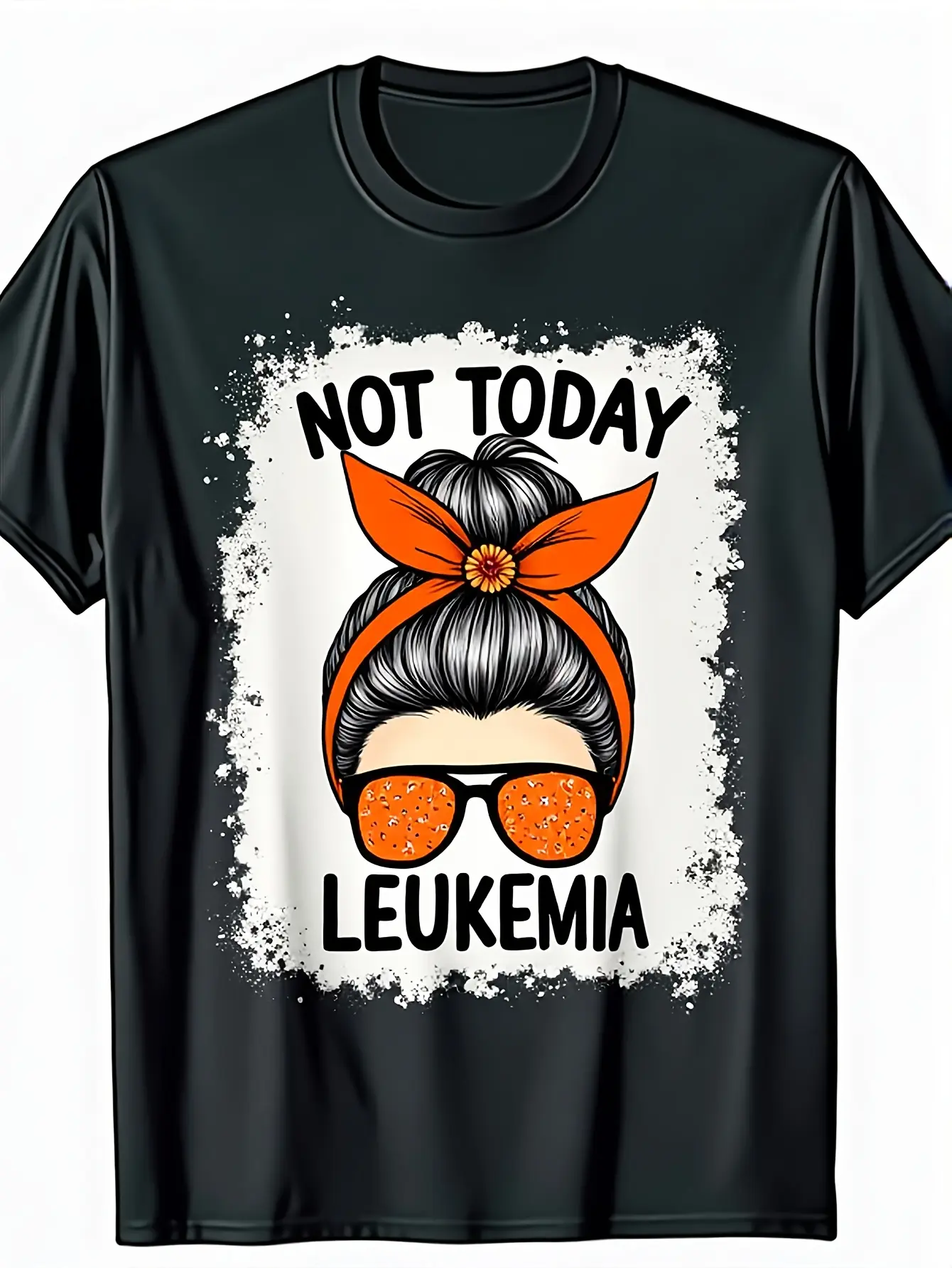 Men's Leukemia Awareness _Not Today Leukemia_ Oran unisex soft cotton short sleeve t shirt, vintage graphic casual tee for men women teens, perfect birthday holiday gift for camping travel gym daily street  wear