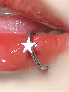 1pc Star-Shaped Lip Piercing Hoop - Hypoallergenic 316 Stainless Steel Lip Piercing Ring