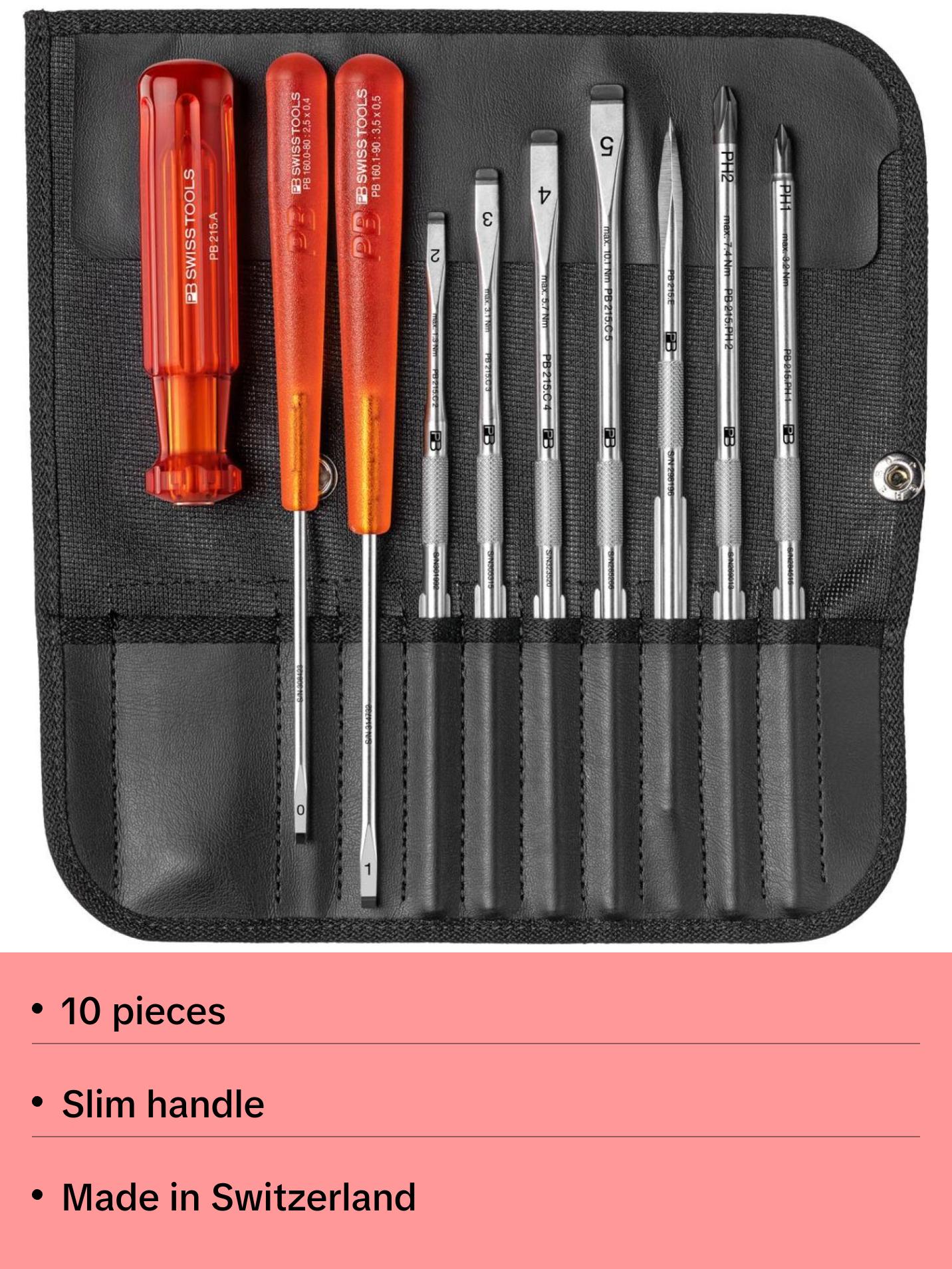 PB Swiss Tools PB 215.L 25 Roll-up Case Screwdriver Set 10 Pcs
