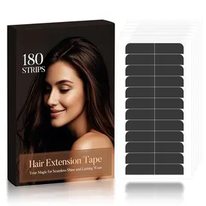 180 count Hair Extension Tape, Double Sided Tape in Tape Replacement,  Adhesive Tape for Hair Extensions (Black)