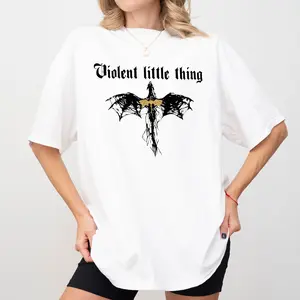 Violent Little Thing Comfort Colors Shirt, Bookish Tee, Dragon Rider T-shirt, Fantasy Reader Clothing, Gifts For BookWorm Casual Fit Womenswear Garment Breathable Aesthetic Top t shirts women