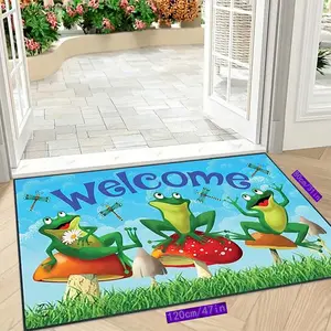 Happy Frog WELCOME Pattern Entry Mat, Bathroom Doormat, Kitchen Mat