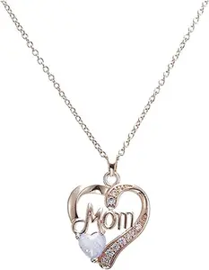 Cubic Zirconia I Love You Mom Heart Necklace for Women Mother Birthday Gift Durable & Attractive