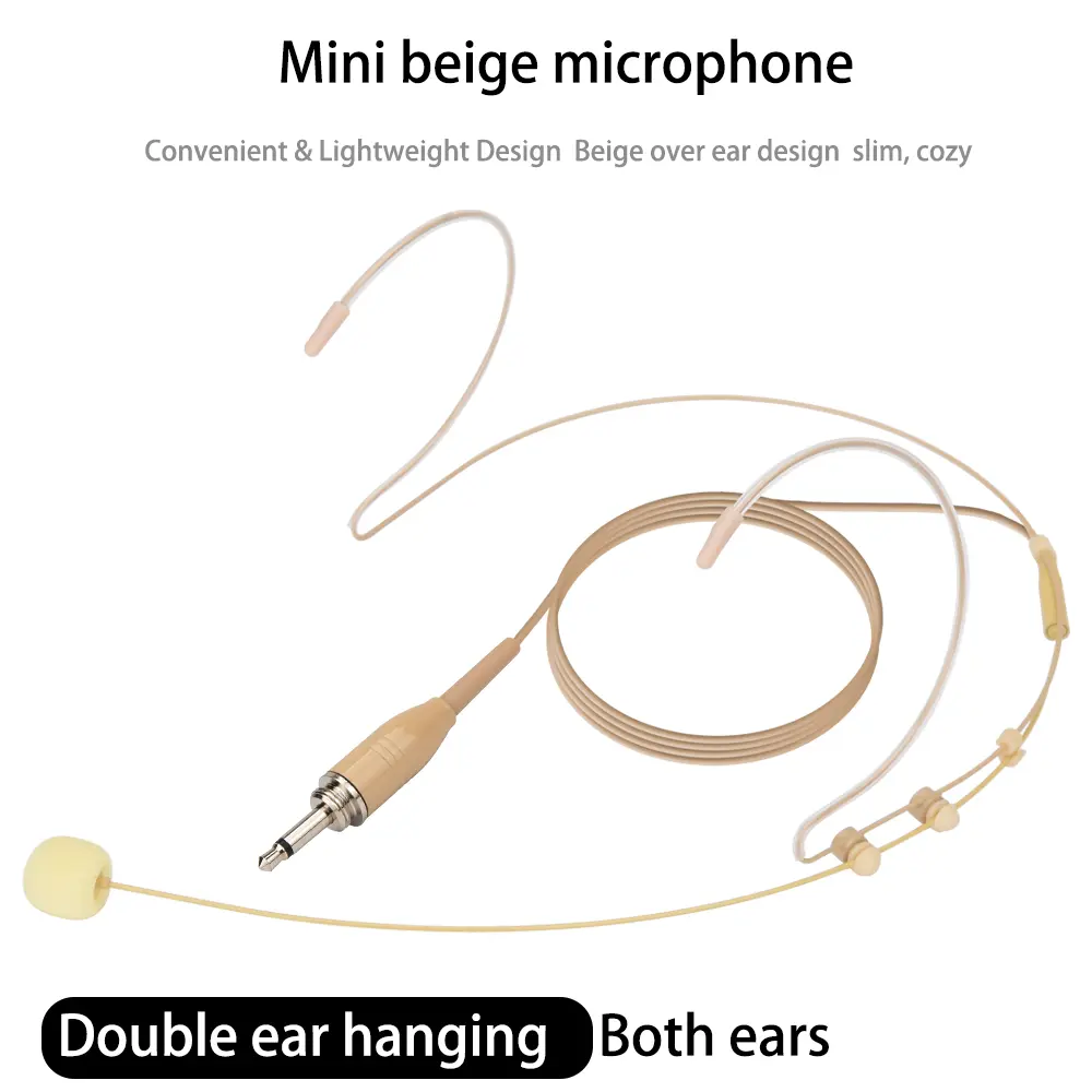 YXG Head Mounted Dual Ear Hanging Microphone for Audio Capture, Hands-Free Use - Lightweight, 1.4m Cable, 3.5mm Threaded Lock