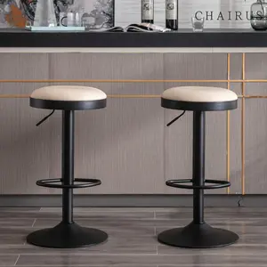 CHAIRUS  Swivel Round Bar Stools Set of 2,Modern Round PU Leather vanity Ottoman Stool, Contemporary Adjustable Makeup Accent vanity Stool for Bedroom,Living Room,Kitchen Island,Home Bar,Office,Upholstered Counter Stools with Metal Base