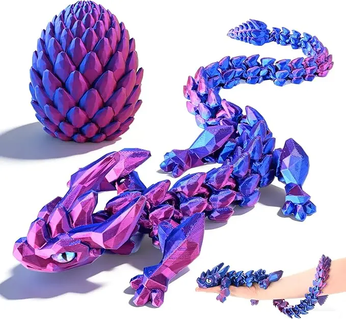 23.6in Plastic Articulated Movable Oversized 3D Printed Dragon Egg Figurine Collectibles, Unisex Artistic Fidget Toy for 8+ Years, Fantasy Party Favors for Collectors, Decor, Ornaments