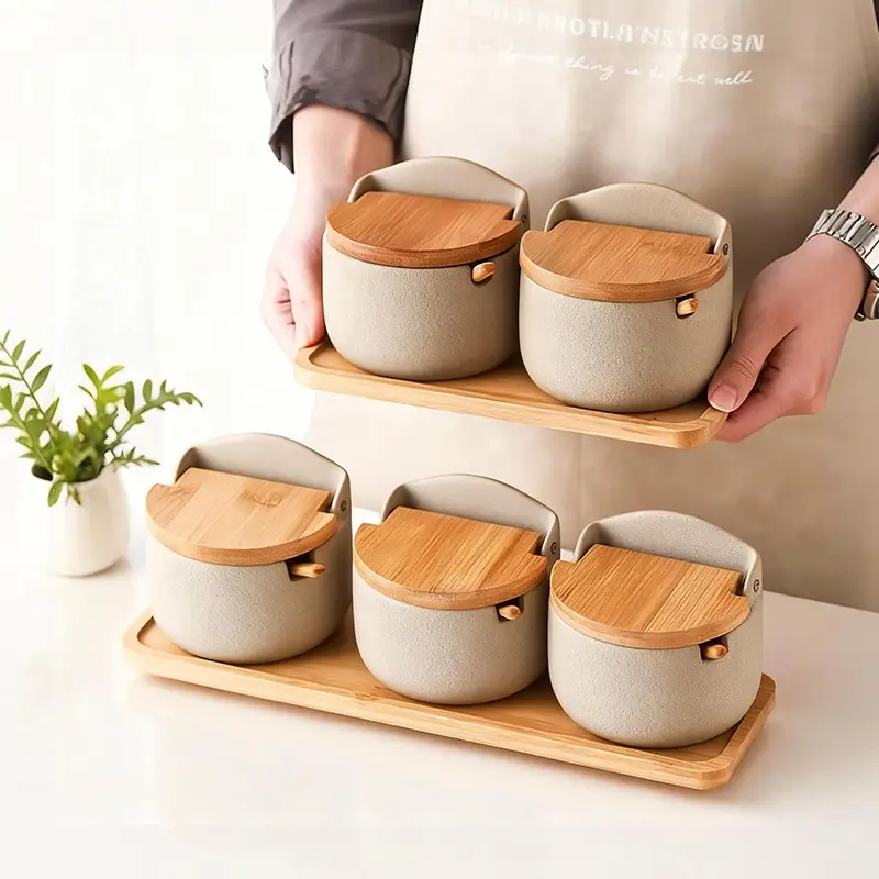 CEEFU Wabi-Sabi Ceramic Sugar Bowl & Spice Jar Set – Elegant Condiment Pot with Flip Lid & Spoon forTea, Salt, Seasoning – Vintage-Inspired, Rustic Home Kitchen Storage – Perfect Gift for Housewarming & Holidays,Halloween,Spooky,Trick or Treat