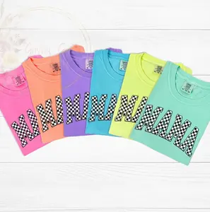 Comfort Colors Neon Checkered Mama Shirt Gift For Mom, Retro Mom Tee, Mother's Day Gift, Bright Vintage Checkered Mama Tshirt, Varsity Mom