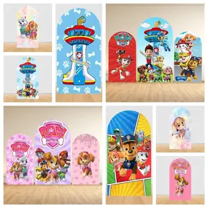 Paw Patrol Arch Backdrop Covers Kids Birthday Party Background Baby Shower Decor Cover Double-sided Photography Photo Props