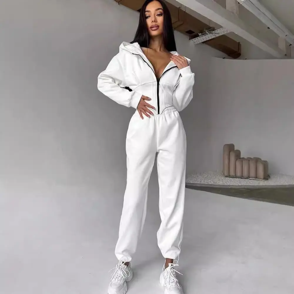 Corset hooded sports sweater set  autumn and winter