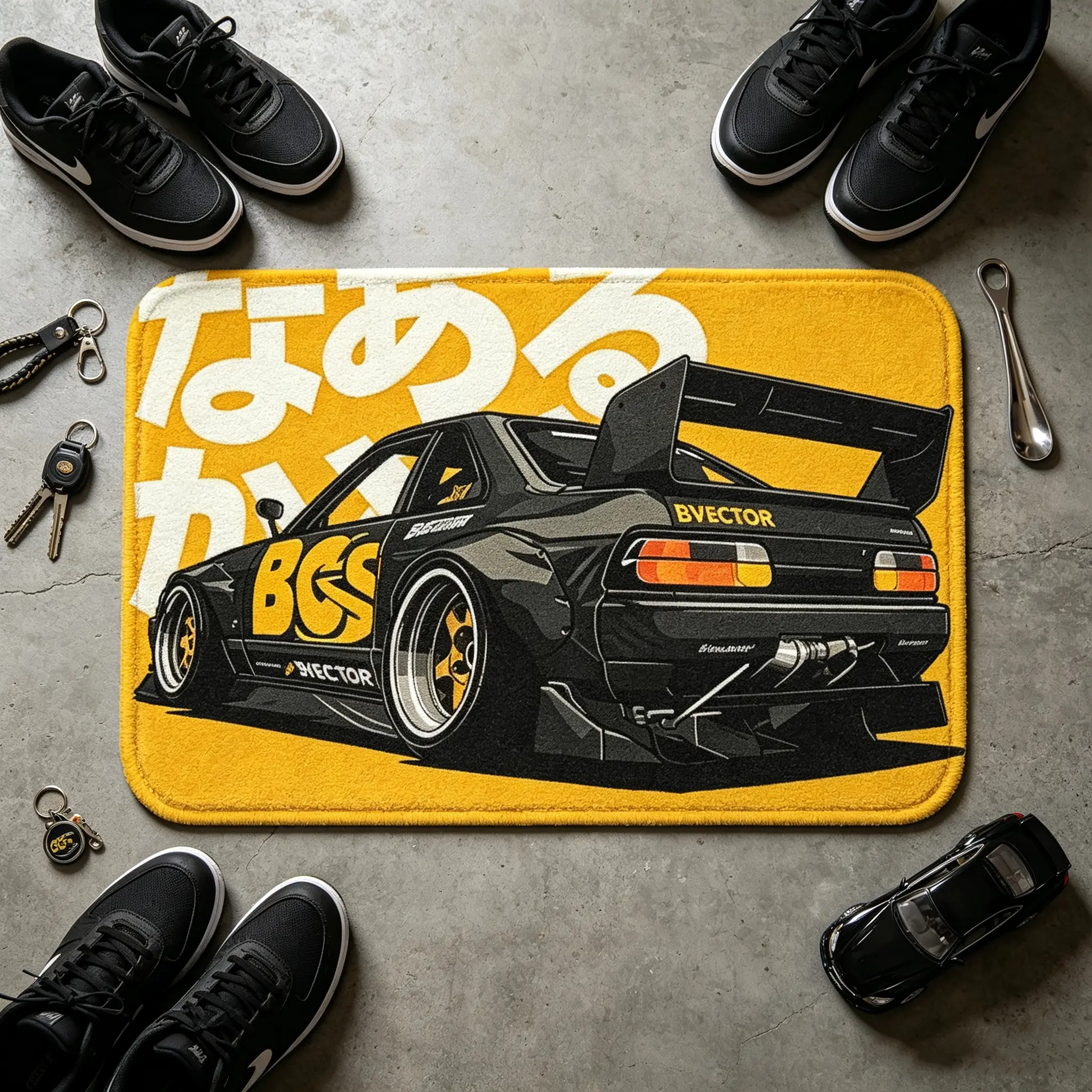 Cool Racing Pattern Design - Festive Atmosphere Embellishment | Durable Flannel Material, Multi-Size Optional, Suitable for Living Room, Bedroom, Office And Outdoor Indoor Decoration, Indoor And Outdoor Doorway Welcome Mat
