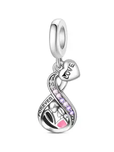 DIY Wireless Forever Couple Pendant Necklace, Love Heart Silver Color Charm Jewelry for Couples, DIY Bracelet Making Accessory